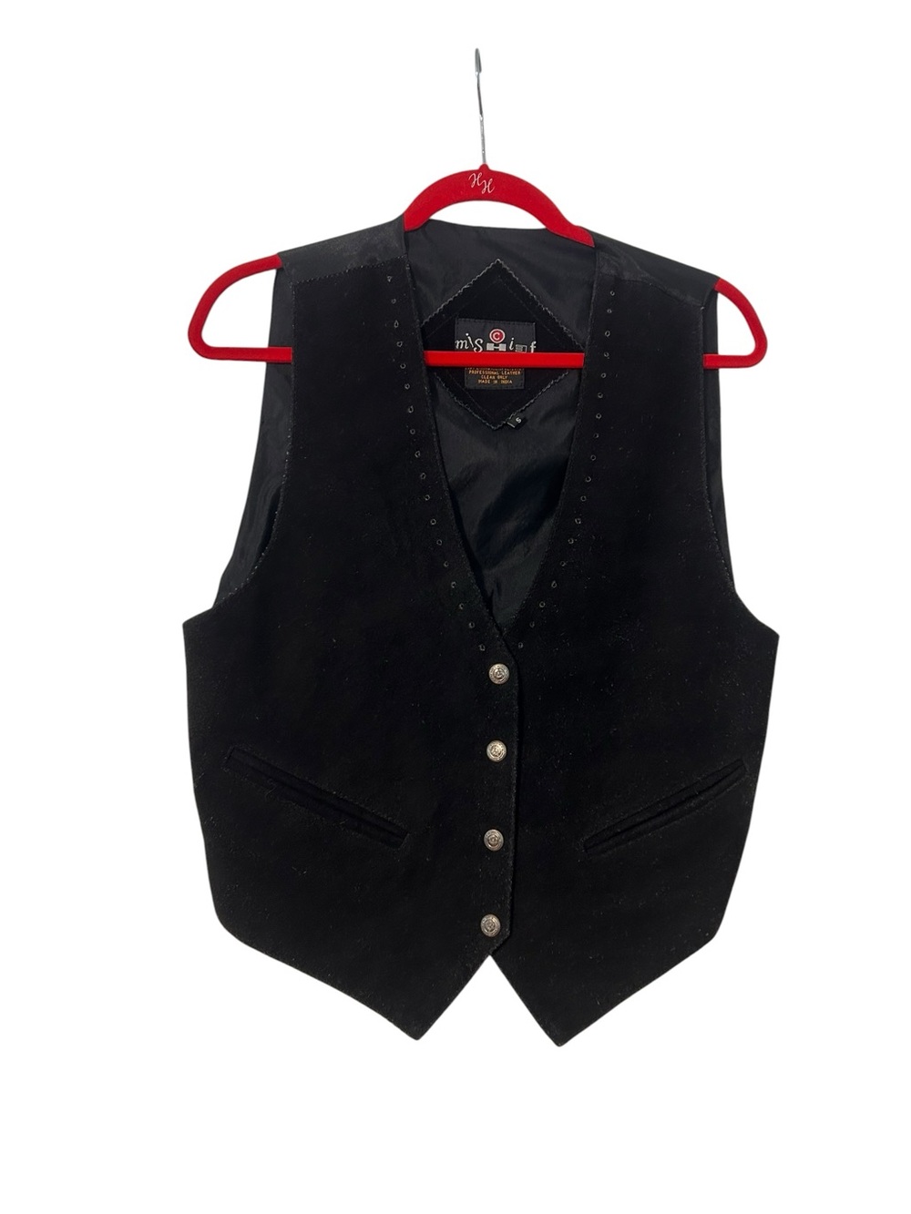Vintage Mischief black suede snap closure vest Size S